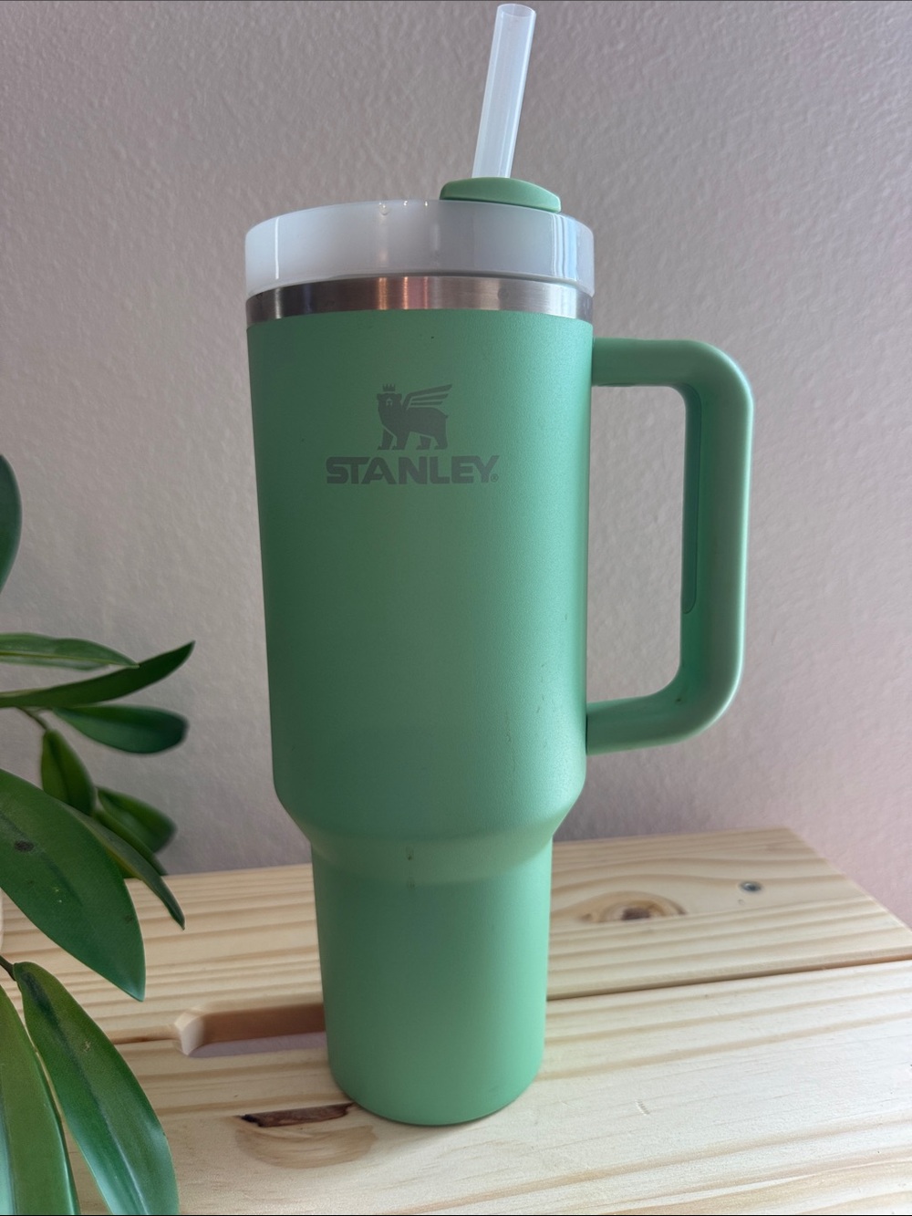 Stanley Green Tumbler with Handle and Straw